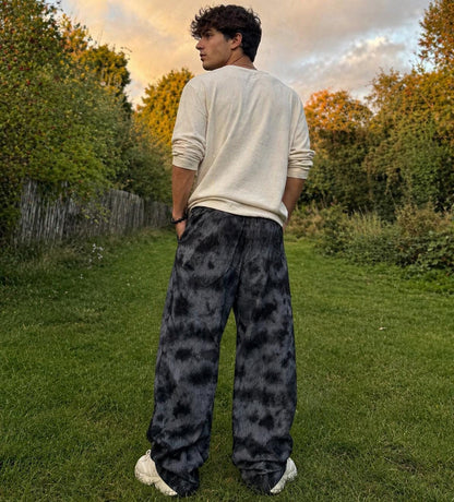 Handmade Tie-Dye Cotton Hippie Pants, Festival Boho Trousers, Unisex Baggy Fit
