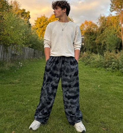 Handmade Tie-Dye Cotton Hippie Pants, Festival Boho Trousers, Unisex Baggy Fit