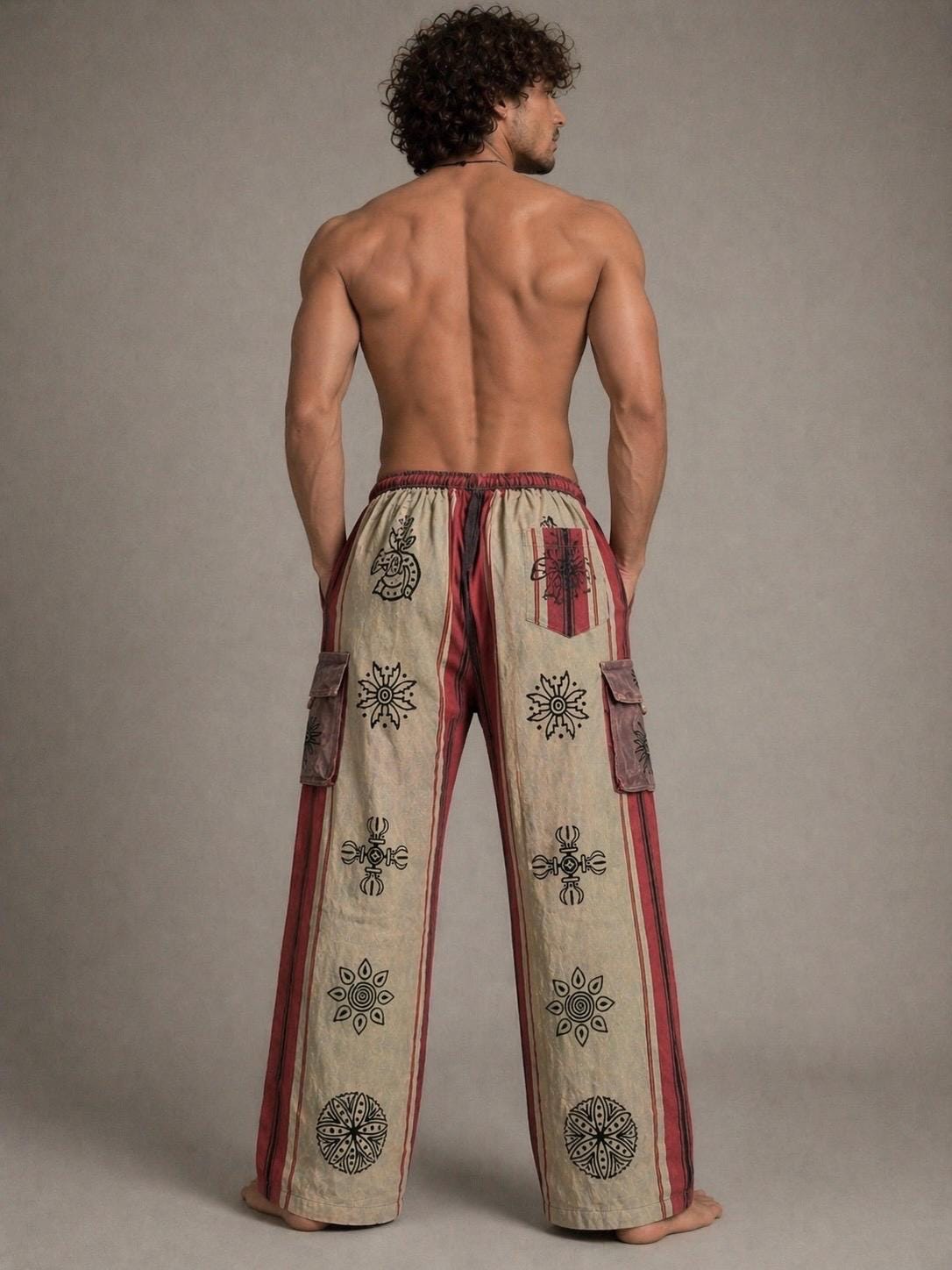 Unisex Cotton Cargo Pants: Ethically Made Festival Hippie Trousers