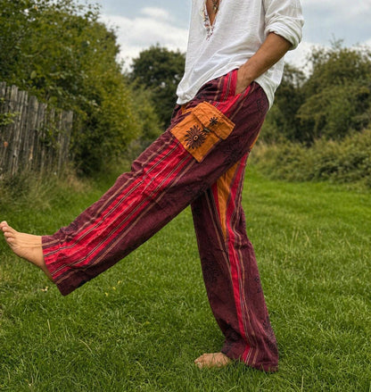 Unisex Cotton Cargo Pants: Ethically Made Festival Hippie Trousers
