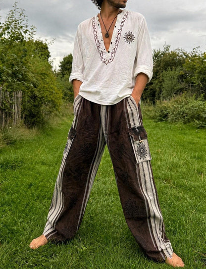 Unisex Cotton Cargo Pants: Ethically Made Festival Hippie Trousers