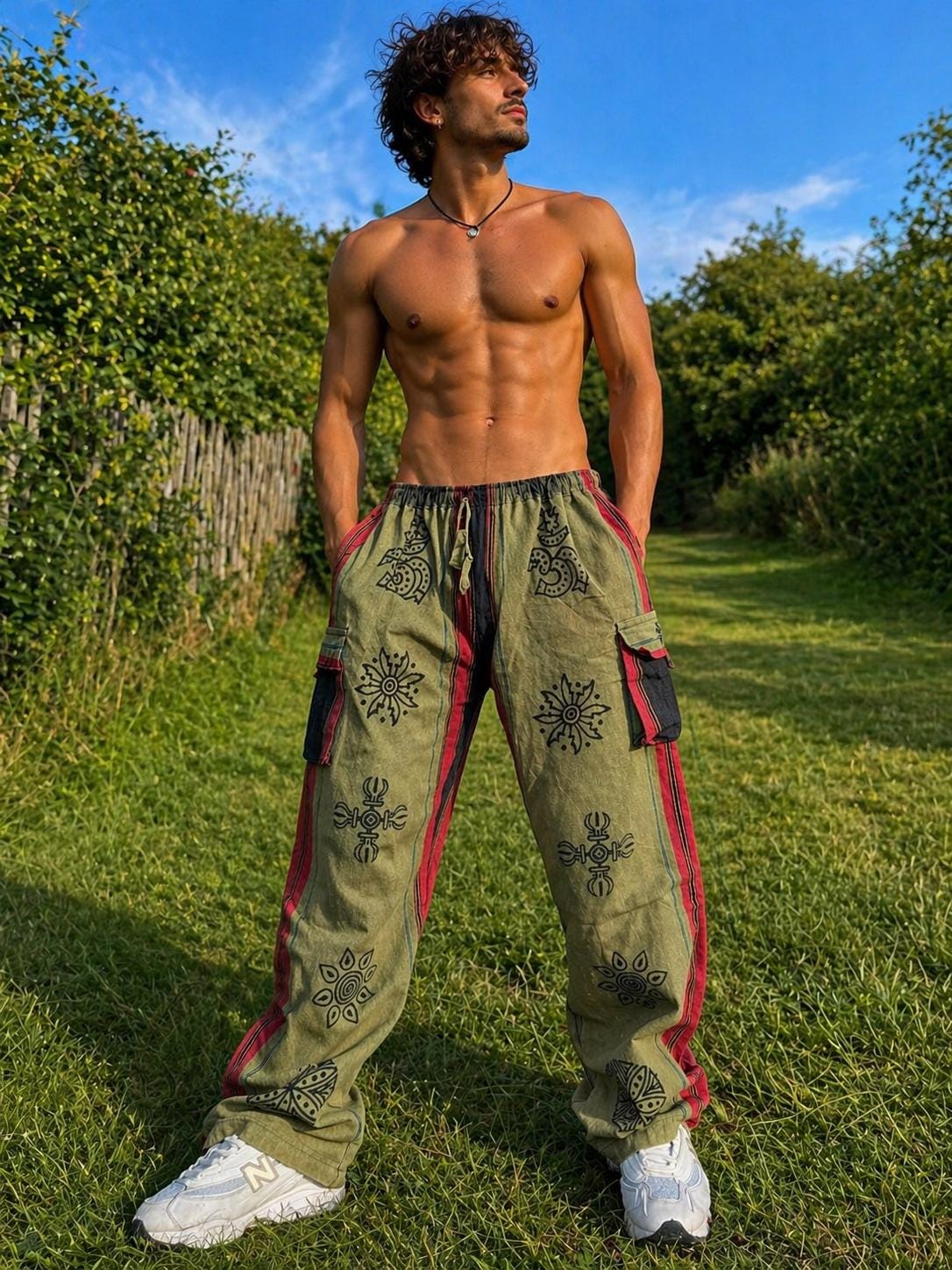 Unisex Cotton Cargo Pants: Ethically Made Festival Hippie Trousers
