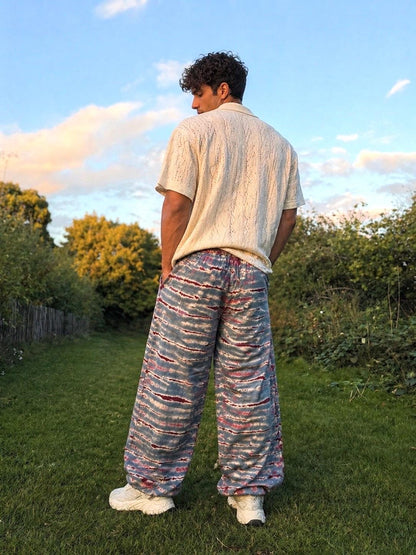 Handmade  Swirl Tie-Dye Cotton Lounge Pants: Unisex Boho Festival Trousers