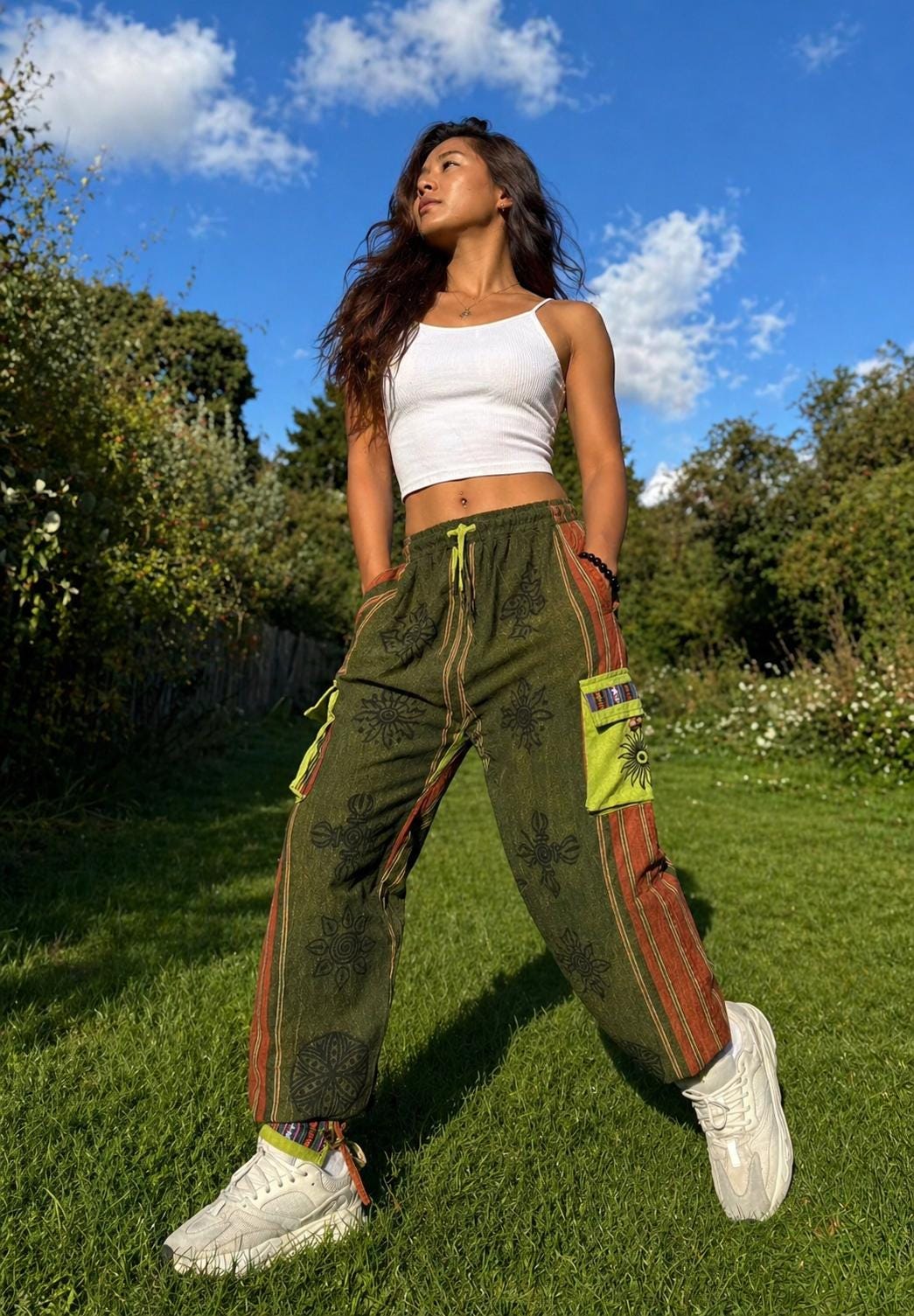 Handmade Himalayan Cotton Cargo Pants: Festival Hippie Trousers