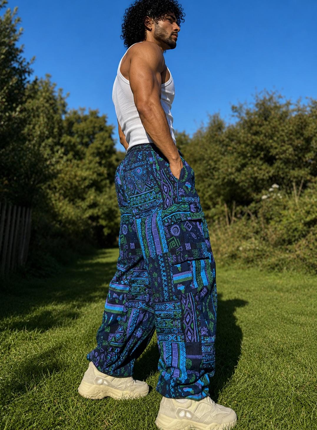 Handmade Bohemian Harem Pants: Tribal Print Festival Yoga Trousers