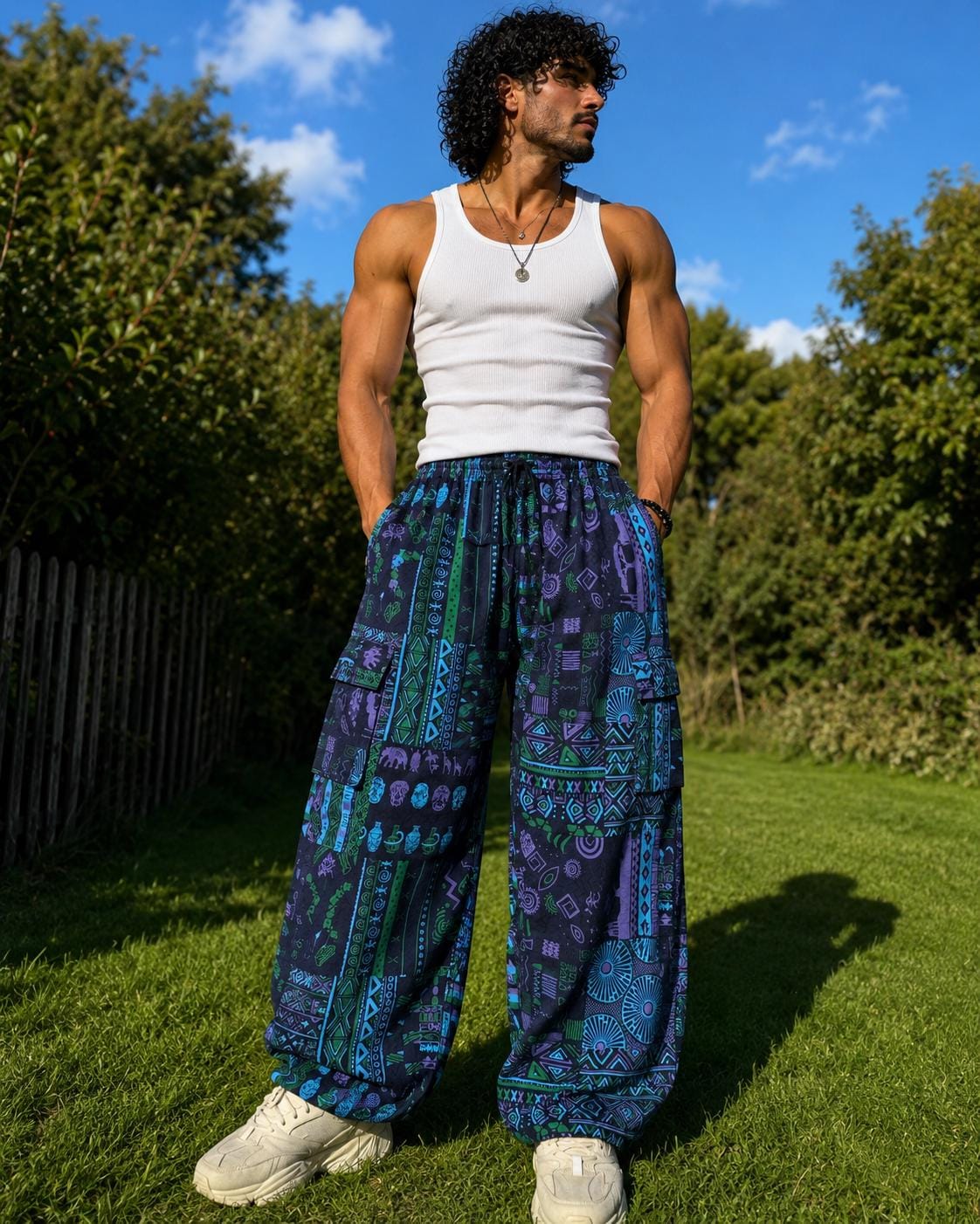 Handmade Bohemian Harem Pants: Tribal Print Festival Yoga Trousers
