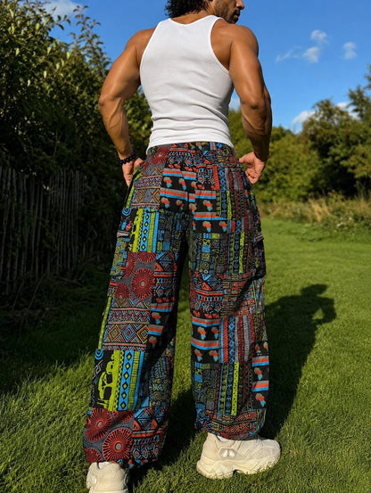 Handmade Bohemian Harem Pants: Tribal Print Festival Yoga Trousers