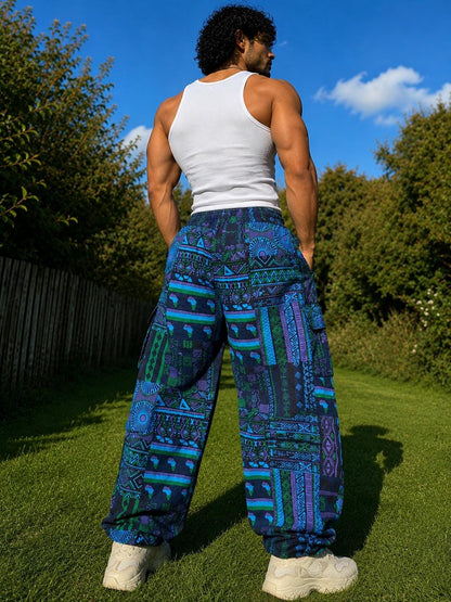 Handmade Bohemian Harem Pants: Tribal Print Festival Yoga Trousers
