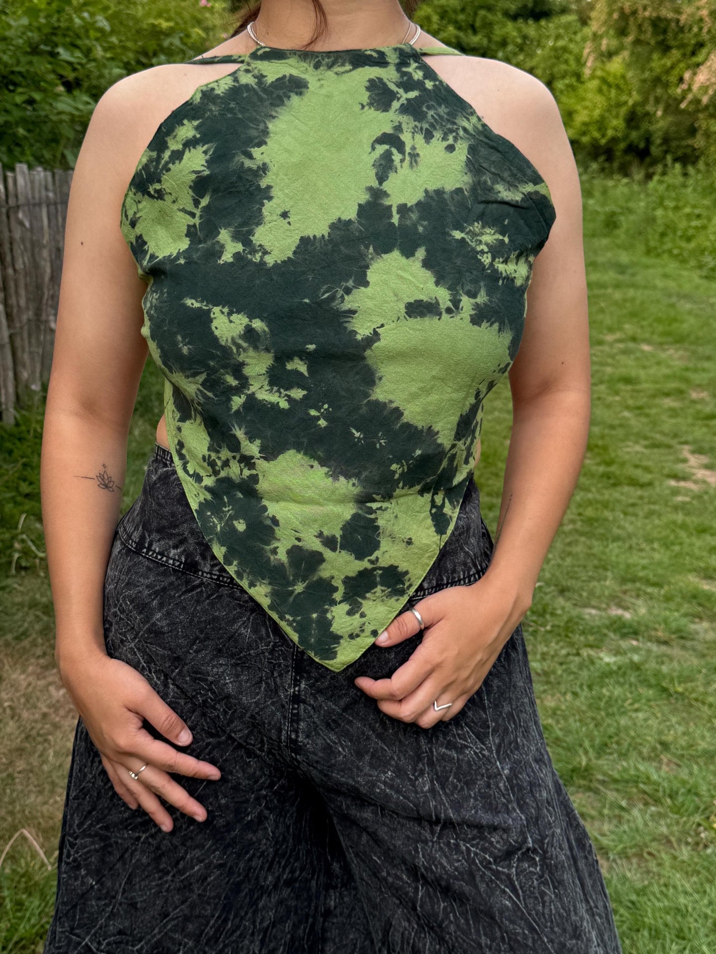 Handmade Tie-Dye Halter Top: Boho Festival Crop Top
