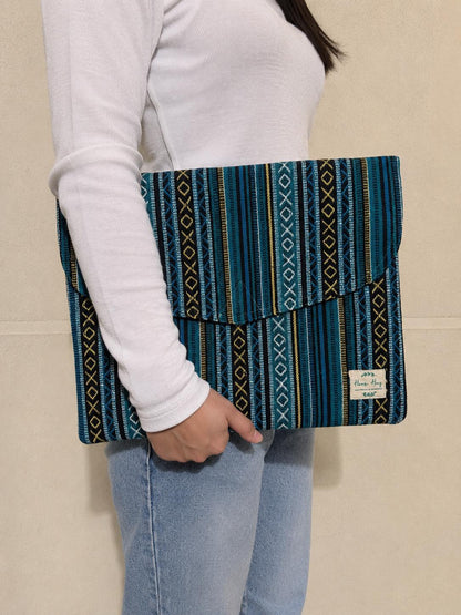 Handmade 14 Inch Hemp Laptop Sleeve | Boho Tribal Padded MacBook Case