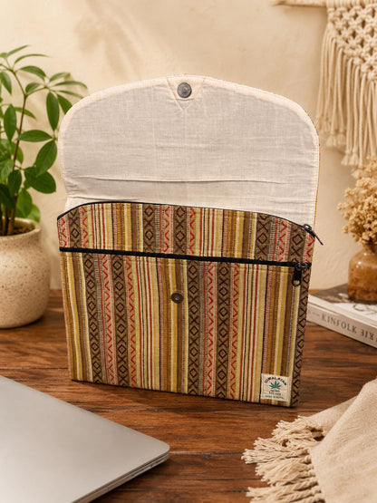 Handmade 14 Inch Hemp Laptop Sleeve | Boho Tribal Padded MacBook Case