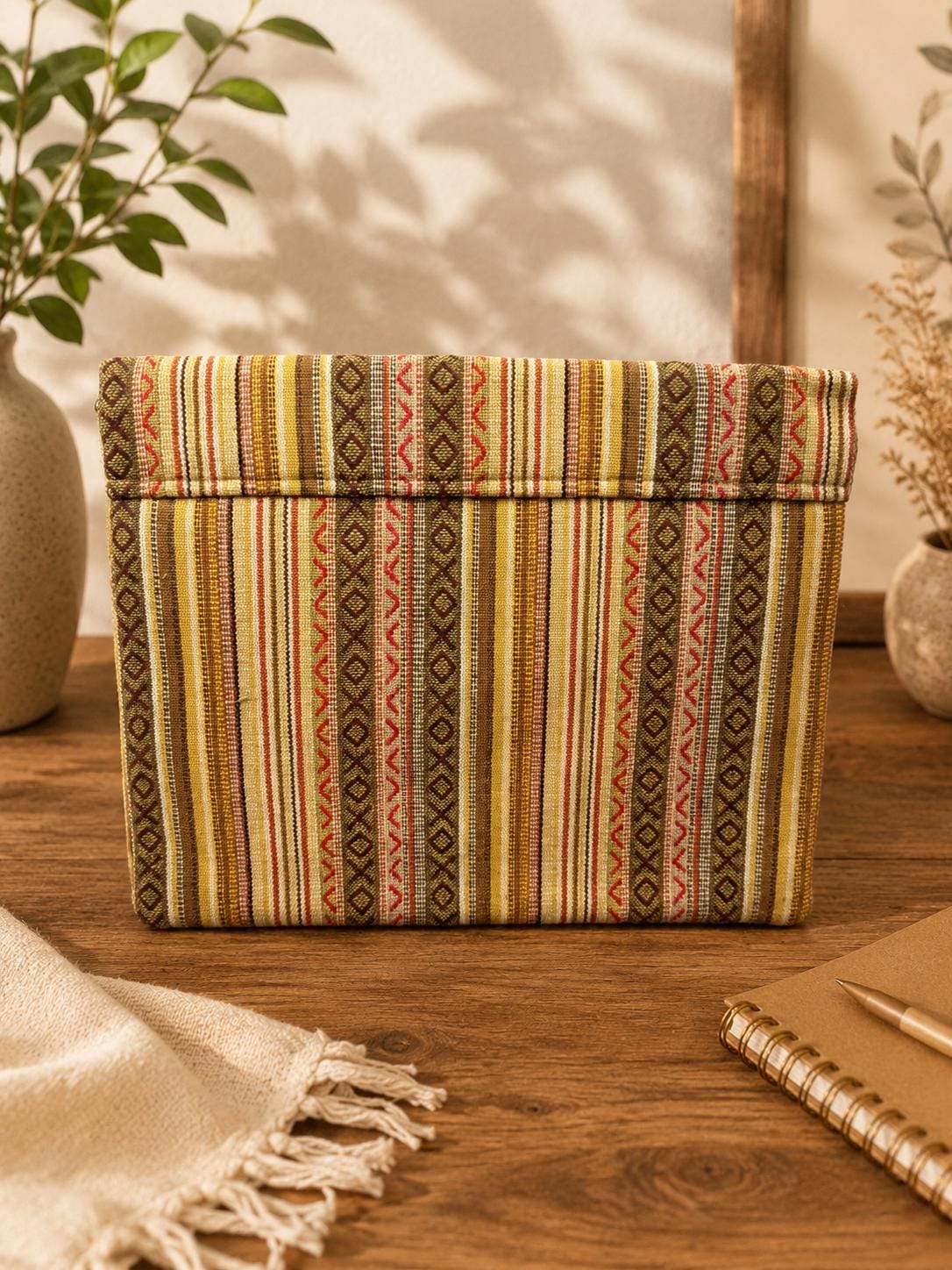 Handmade 14 Inch Hemp Laptop Sleeve | Boho Tribal Padded MacBook Case