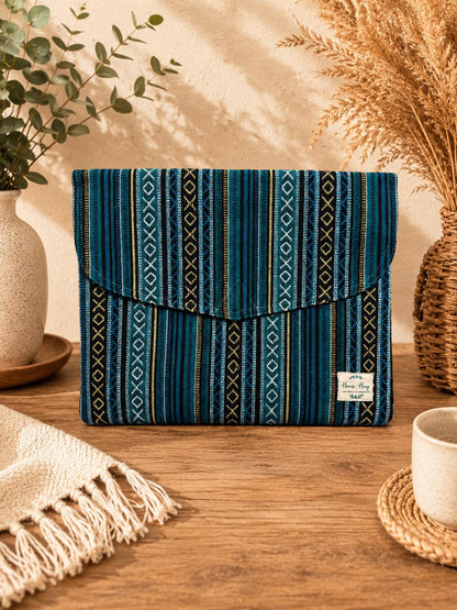 Handmade 14 Inch Hemp Laptop Sleeve | Boho Tribal Padded MacBook Case