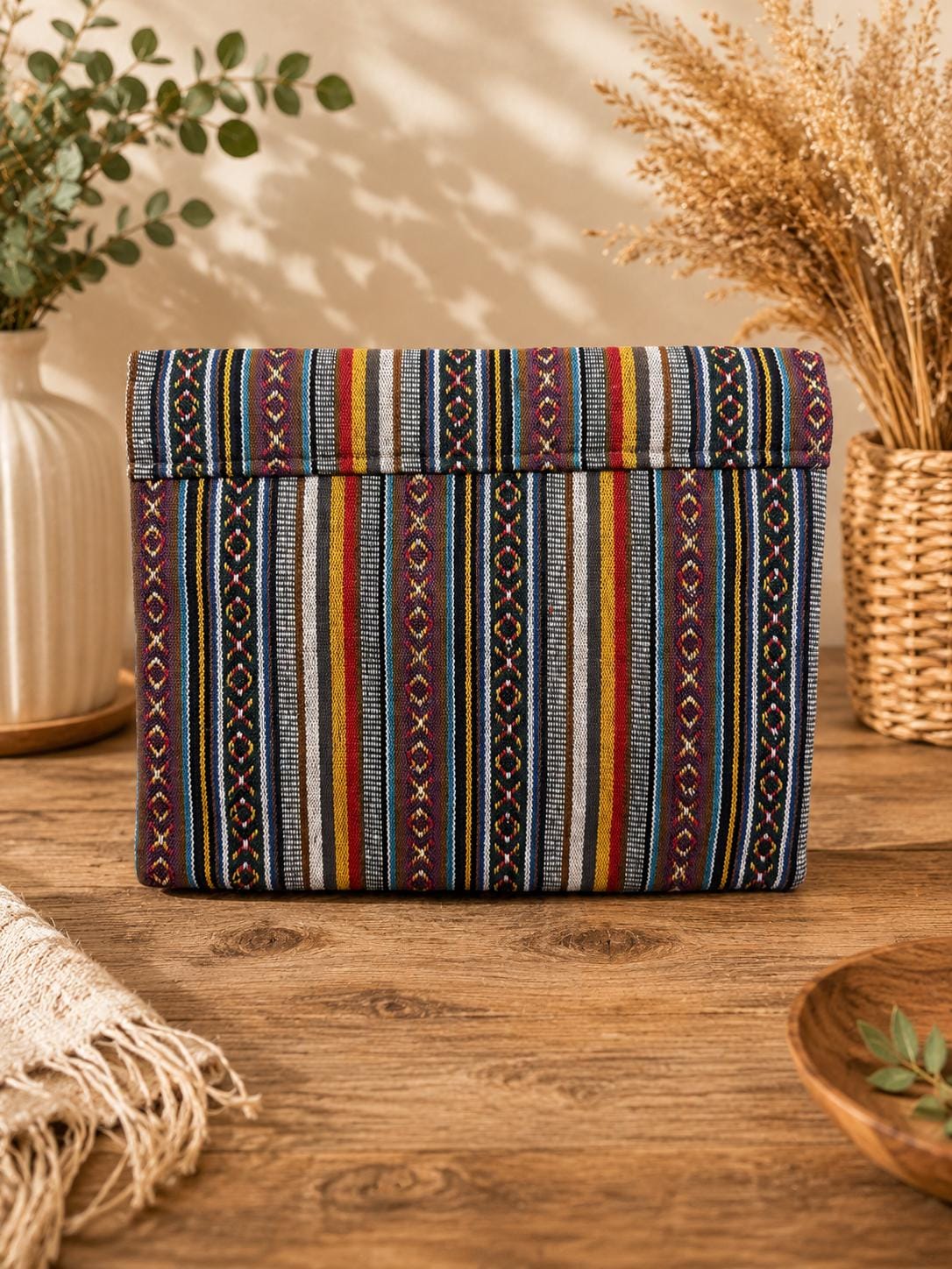 Handmade 14 Inch Hemp Laptop Sleeve | Boho Tribal Padded MacBook Case