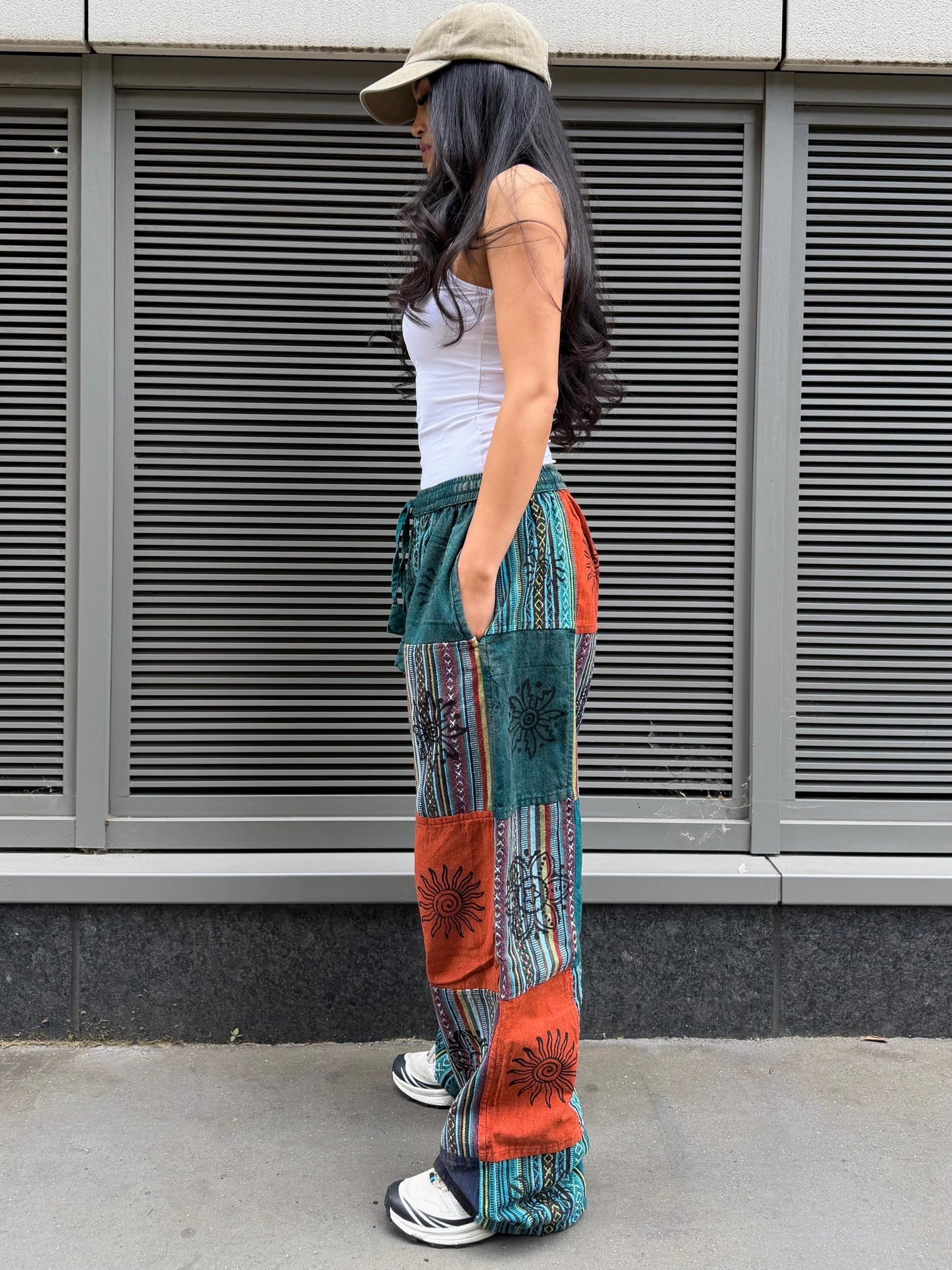Unisex Patchwork Cotton Hippie Pants: Boho Festival Trousers