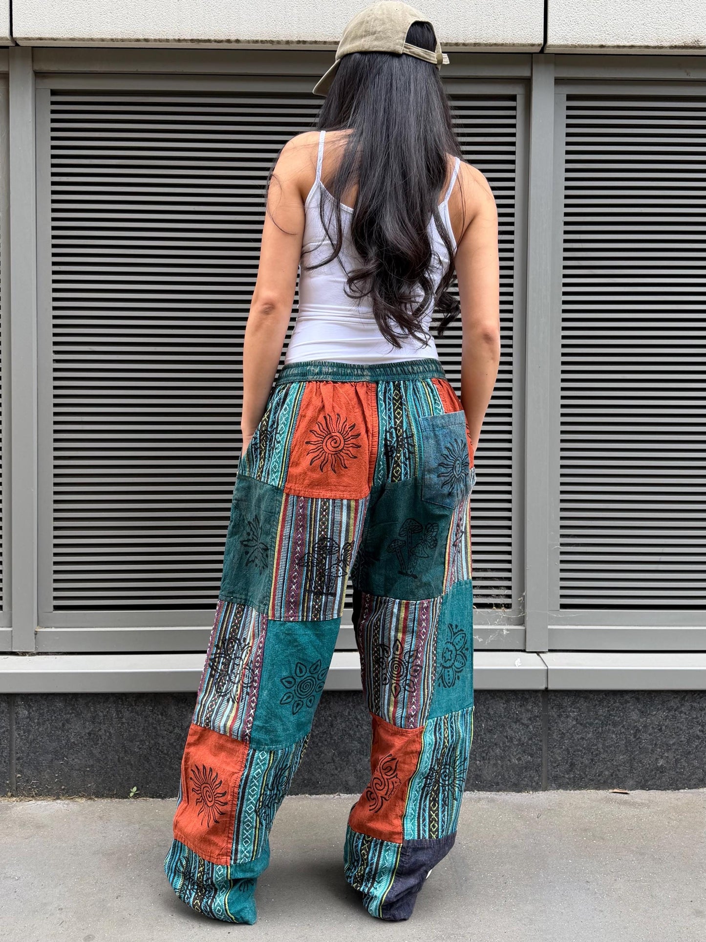 Handmade Patchwork Cotton Pants: Unisex Festival Trousers