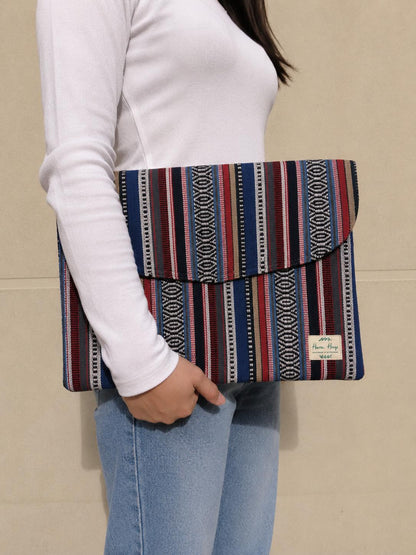 Handmade 14 Inch Hemp Laptop Sleeve | Boho Tribal Padded MacBook Case