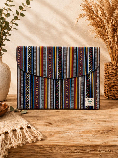 Handmade 14 Inch Hemp Laptop Sleeve | Boho Tribal Padded MacBook Case