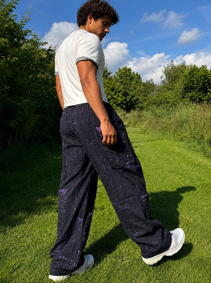 Stonewashed Patchwork Cargo Trousers | Wide Leg Festival Pants, Gothic Grunge Style