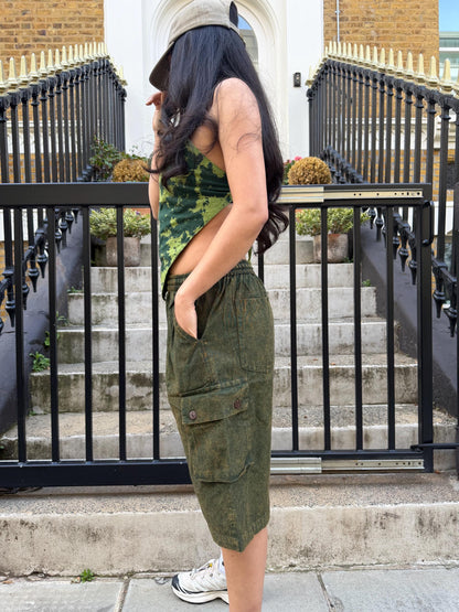 Handmade Organic Cotton Cargo Shorts: Stone Washed Hippie Festival Style