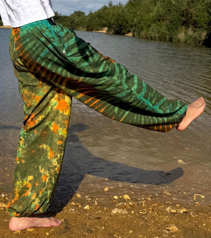 Tie Dye Chilled pants | Hippie Trouser |Unisex Elastic waist yoga Hippie harem Festival boho