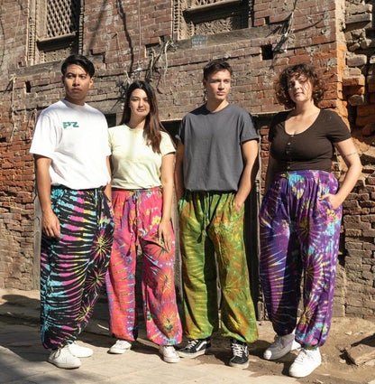 Tie Dye Chilled pants | Hippie Trouser |Unisex Elastic waist yoga Hippie harem Festival boho