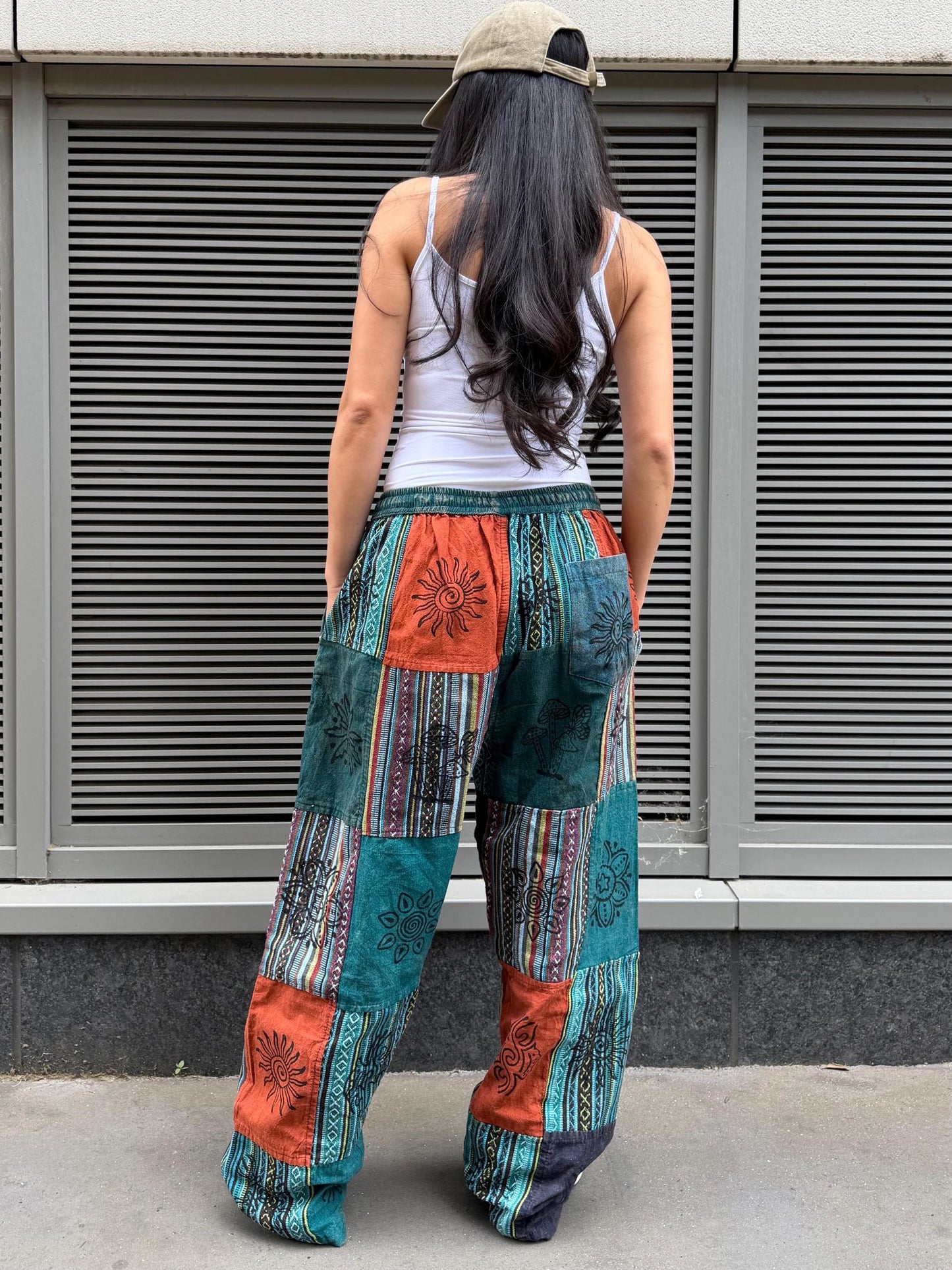 Unisex Patchwork Cotton Hippie Pants: Boho Festival Trousers