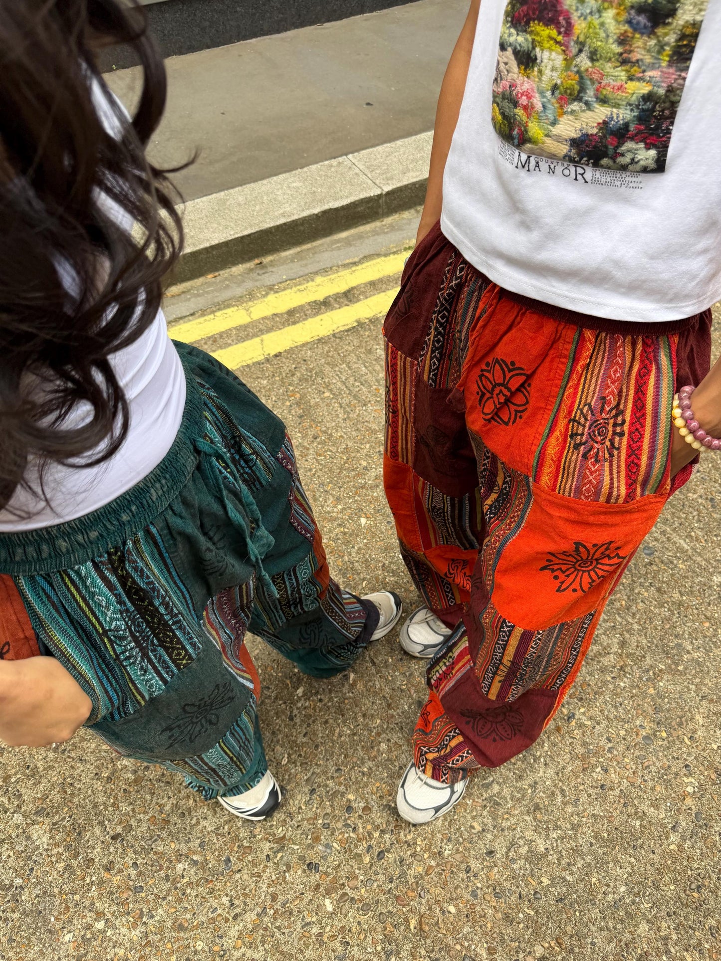 Unisex Patchwork Cotton Hippie Pants: Boho Festival Trousers