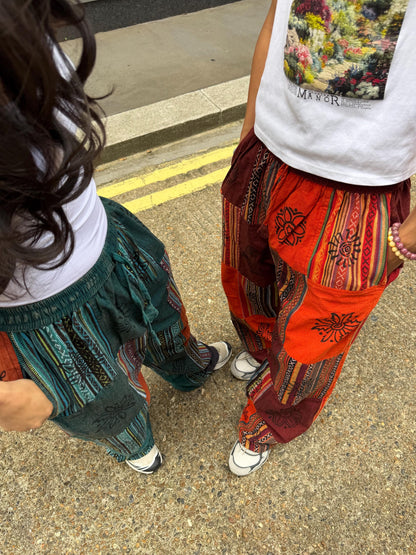 Unisex Patchwork Cotton Hippie Pants: Boho Festival Trousers